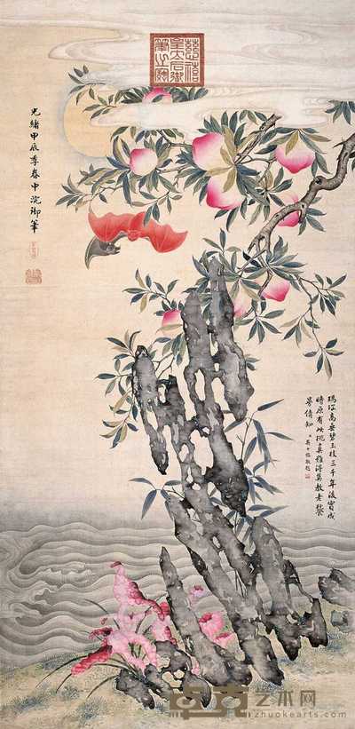 慈禧 福寿 镜心 170×83cm.